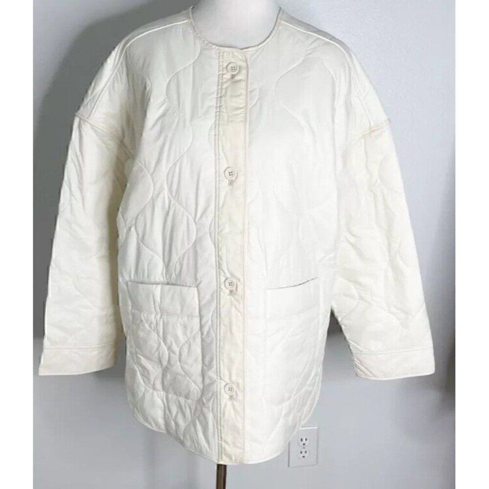 NWT Abercrombie & Fitch Cream Quilted Liner Jacket Size Large